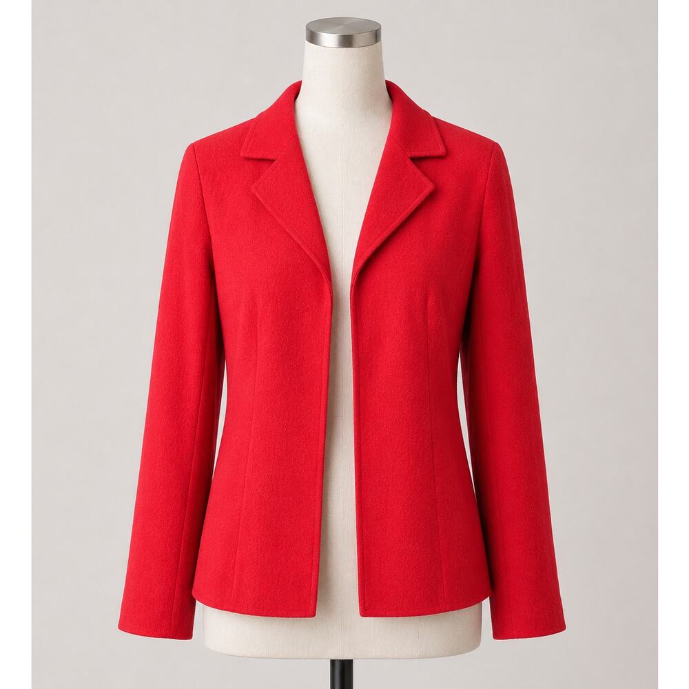 Escada | Bright Orange Blazer Wool Blend Structured Coral 6